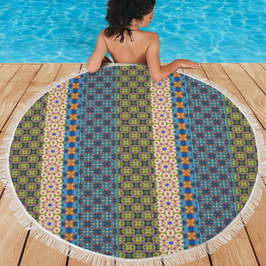 Byzantium Garden - Round picnic or beach  Mat - 150cm x 150cm - 59'' x 59'' -  Free standard shipping