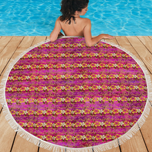 Load image into Gallery viewer, Golden Daisies Magenta pattern : Round picnic or beach  Mat - 150cm x 150cm - 59&#39;&#39; x 59&#39;&#39; -  Free standard shipping
