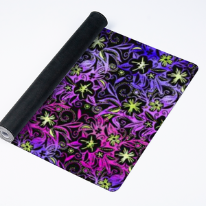 Glowing Flowers : Large Rectangular Non-slip Mouse Pad 40cm x 90cm 16" x 35" - Free standard shipping