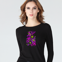 Load image into Gallery viewer, Glowing Flowers : Long sleeve thin blouse -  tight fit for women  -  up to 4XL  -  95% Cotton - Free standard shipping
