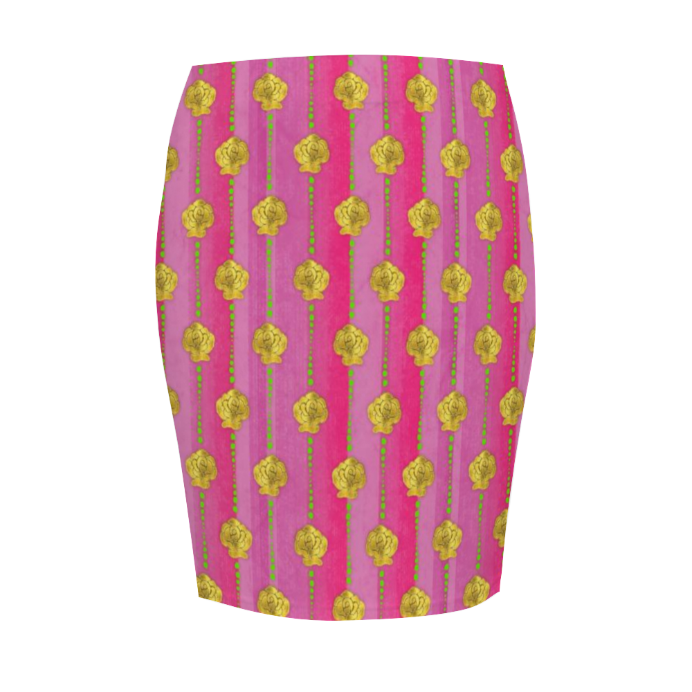 Good Fortune Angel Rose Pattern: Women Elasticated short Waist Pencil Skirt -  Up to 2XL - Free standard shipping