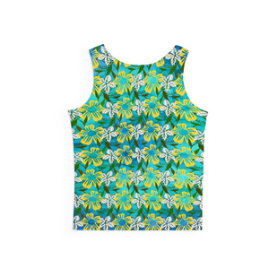 Golden Daisies - Turquoice pattern : Stretchy tank top -Small to 5XL - Free standard shipping