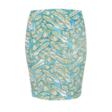 Load image into Gallery viewer, Angelic Feathers : Women All Over Print Elasticated short Waist Pencil Skirt -  Up to 2XL - Free standard shipping
