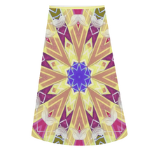 Load image into Gallery viewer, Byzantium Garden: Golden sun eddition A-line Midi Skirt - Polyester stretch fabric - Free standard shipping
