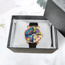 Load image into Gallery viewer, Byzantium Garden: 5 Different colors and designs Quartz Watch metallic bracelet, Magnetic Buckle - Bronze Frame - Many Metallic Bracelet Colors - in premium gift box - 1.3 × 1.3&quot; - Free standard shipping
