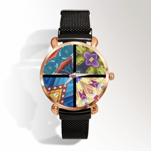 Load image into Gallery viewer, Byzantium Garden: 5 Different colors and designs Quartz Watch metallic bracelet, Magnetic Buckle - Bronze Frame - Many Metallic Bracelet Colors - in premium gift box - 1.3 × 1.3&quot; - Free standard shipping
