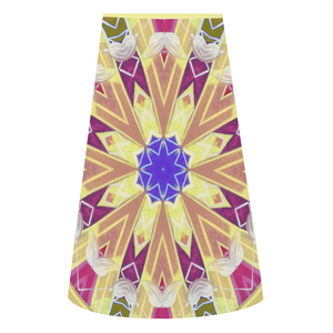 Byzantium Garden: Golden sun eddition A-line Midi Skirt - Polyester stretch fabric - Free standard shipping