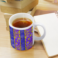 Load image into Gallery viewer, Golden Daisies Purple pattern : Classic mug - 11oz: 3.8” h x 3.2” diameter -  Free standard shipping
