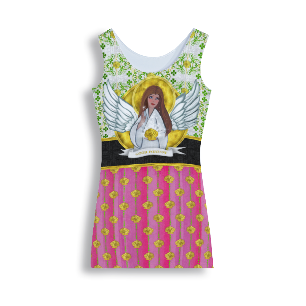 Good Fortune Angel: Tank Mini stretchy Dress - Polyester - Free standard shipping