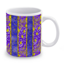 Load image into Gallery viewer, Golden Daisies Purple pattern : Classic mug - 11oz: 3.8” h x 3.2” diameter -  Free standard shipping
