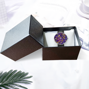 Nightfall Celebration : Quartz Watch Leather black with Gold or Silver frame - in premium gift box - 1.5 × 1.5" - Free standard shipping