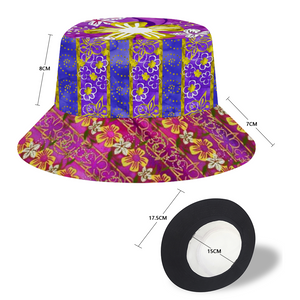 Golden Daisies Purple Magenta pattern : Bucket hat - Free standard shipping