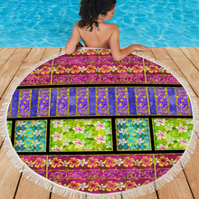 Load image into Gallery viewer, Golden Daisies mixed pattern : Round picnic or beach  Mat - 150cm x 150cm - 59&#39;&#39; x 59&#39;&#39; -  Free standard shipping
