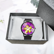 Load image into Gallery viewer, Golden Daisies : Black Plastic Quartz Watch in premium gift box - 1.6 × 1.6&quot; - Free standard shipping
