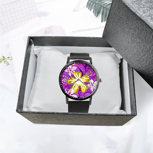 Golden Daisies : Black Plastic Quartz Watch in premium gift box - 1.6 × 1.6" - Free standard shipping