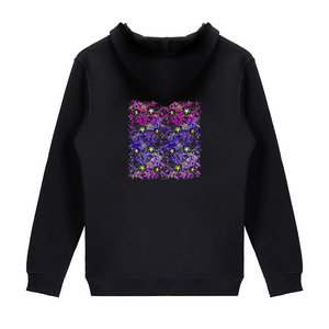 Glowing Flowers : Unisex Zippered Hoodie Cotton (50%)- Black or White -  Gildan 88600 - XS to 2XL