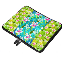 Load image into Gallery viewer, Golden Daisies Green Turquoise pattern : Briefcase sleeve - multi sizes - available for 10&quot; / 12&quot; / 13&quot; / 15&quot; / 17&quot; laptops or tablets  -  Free standard shipping
