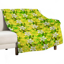 Load image into Gallery viewer, Golden Daisies Green Pattern : Thin Flannel Blanket - single sided print – 4 Sizes 60’’x80, 60’’x50, 40’’x50, 40’’x30  - Free standard shipping
