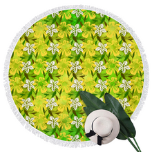 Load image into Gallery viewer, Golden Daisies Green pattern : Round picnic or beach  Mat - 150cm x 150cm - 59&#39;&#39; x 59&#39;&#39; -  Free standard shipping
