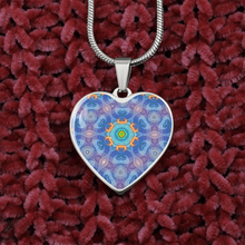 Load image into Gallery viewer, Magic Stardust purple pattern : Heart charm necklace, Gold or Silver Plated  with chain necklace- In luxury packaging - Free standard shipping
