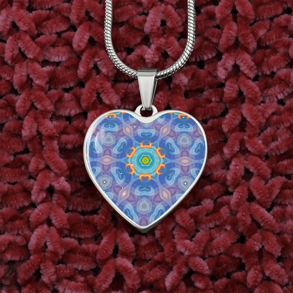 Magic Stardust purple pattern : Heart charm necklace, Gold or Silver Plated  with chain necklace- In luxury packaging - Free standard shipping