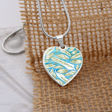 Load image into Gallery viewer, Angelic Feathers Pattern : Heart charm necklace, Gold or Silver Plated  with chain necklace- In luxury packaging - Free standard shipping
