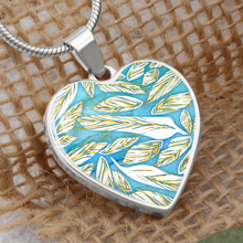 Load image into Gallery viewer, Angelic Feathers Pattern : Heart charm necklace, Gold or Silver Plated  with chain necklace- In luxury packaging - Free standard shipping
