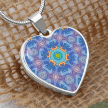 Load image into Gallery viewer, Magic Stardust purple pattern : Heart charm necklace, Gold or Silver Plated  with chain necklace- In luxury packaging - Free standard shipping
