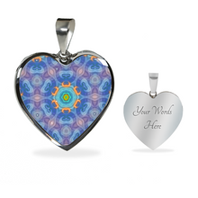Load image into Gallery viewer, Magic Stardust purple pattern : Heart charm necklace, Gold or Silver Plated  with chain necklace- In luxury packaging - Free standard shipping
