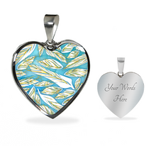 Load image into Gallery viewer, Angelic Feathers Pattern : Heart charm necklace, Gold or Silver Plated  with chain necklace- In luxury packaging - Free standard shipping
