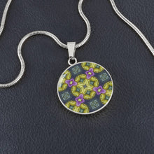 Load image into Gallery viewer, Byzantium Garden : Green pattern, Round Charm, Gold or Silver Plated, with strong chain necklace   - In luxury packaging - Free standard
