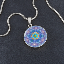 Load image into Gallery viewer, Magic Stardust - Purple Pattern : Round Charm, Gold or Silver Plated, with strong chain necklace   - In luxury packaging - Free standard shipping
