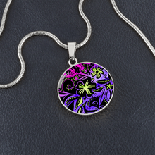 Load image into Gallery viewer, Glowing Flowers : Round Charm, Gold or Silver Plated, with strong chain necklace   - In luxury packaging - Free standard shipping
