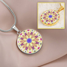 Load image into Gallery viewer, Byzantium Garden : Golden pattern,  Round Charm, Gold or Silver Plated, with strong chain necklace   - In luxury packaging - Free standard
