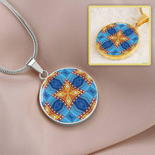 Load image into Gallery viewer, Byzantium Garden : Orange Blue pattern,  Round Charm, Gold or Silver Plated, with strong chain necklace   - In luxury packaging - Free standard
