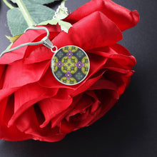 Load image into Gallery viewer, Byzantium Garden : Green pattern, Round Charm, Gold or Silver Plated, with strong chain necklace   - In luxury packaging - Free standard

