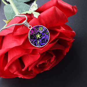 Glowing Flowers : Round Charm, Gold or Silver Plated, with strong chain necklace   - In luxury packaging - Free standard shipping