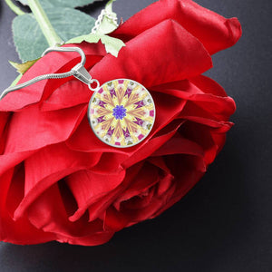 Byzantium Garden : Golden pattern,  Round Charm, Gold or Silver Plated, with strong chain necklace   - In luxury packaging - Free standard