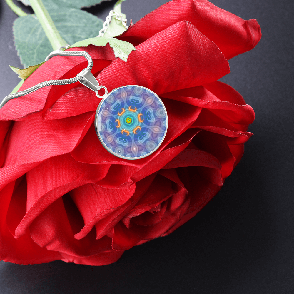 Magic Stardust - Purple Pattern : Round Charm, Gold or Silver Plated, with strong chain necklace   - In luxury packaging - Free standard shipping