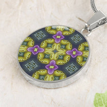 Load image into Gallery viewer, Byzantium Garden : Green pattern, Round Charm, Gold or Silver Plated, with strong chain necklace   - In luxury packaging - Free standard
