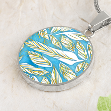 Load image into Gallery viewer, Angelic Feathers Pattern Round Charm, Gold or Silver Plated, with strong chain necklace   - In luxury packaging - Free standard shipping
