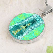 Load image into Gallery viewer, round template - Engraving Window2 Engraving Window: Round Charm, Gold or Silver Plated, with strong chain necklace   - In luxury packaging - Free standard shipping
