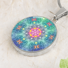 Load image into Gallery viewer, round 1-main Magic Stardust - Pattern : Round Charm, Gold or Silver Plated, with strong chain necklace   - In luxury packaging - Free standard shipping
