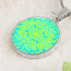 round template - Engraving Window Engraving Window: Round Charm, Gold or Silver Plated, with strong chain necklace   - In luxury packaging - Free standard shipping