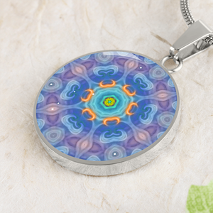 Magic Stardust - Purple Pattern : Round Charm, Gold or Silver Plated, with strong chain necklace   - In luxury packaging - Free standard shipping