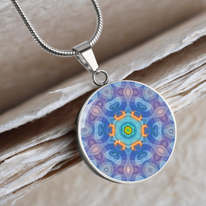 Magic Stardust - Purple Pattern : Round Charm, Gold or Silver Plated, with strong chain necklace   - In luxury packaging - Free standard shipping