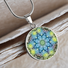 Load image into Gallery viewer, Magic Stardust - Green Pattern : Round Charm, Gold or Silver Plated, with strong chain necklace   - In luxury packaging - Free standard shipping
