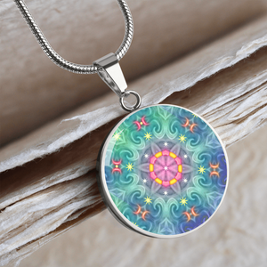 round 1-main Magic Stardust - Pattern : Round Charm, Gold or Silver Plated, with strong chain necklace   - In luxury packaging - Free standard shipping