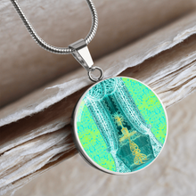 Load image into Gallery viewer, round template - Engraving Window2 Engraving Window: Round Charm, Gold or Silver Plated, with strong chain necklace   - In luxury packaging - Free standard shipping
