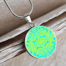 Load image into Gallery viewer, round template - Engraving Window Engraving Window: Round Charm, Gold or Silver Plated, with strong chain necklace   - In luxury packaging - Free standard shipping
